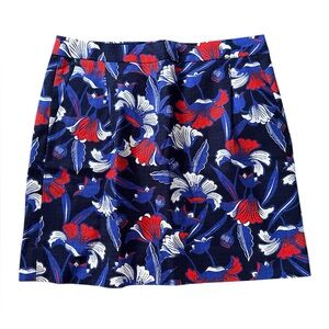J.Crew Basketweave Floral Navy White and Red A-Line Mini Skirt 100% Cotton